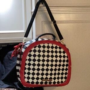 Betsey Johnson Checkered Handbag with Red Accents